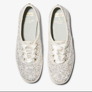 Kate Spade for Keds White Glitter Shoes Sz 7